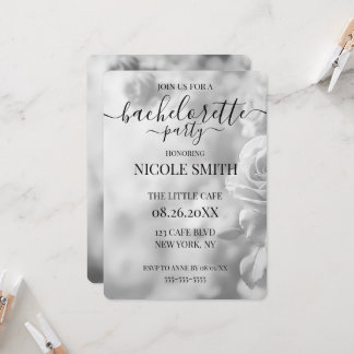 B&W Vintage Roses Bachelorette Party Invitation