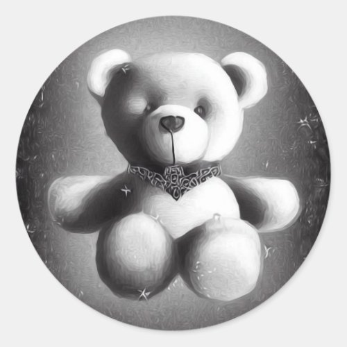 BW Vintage Teddy Bear Classic Round Sticker