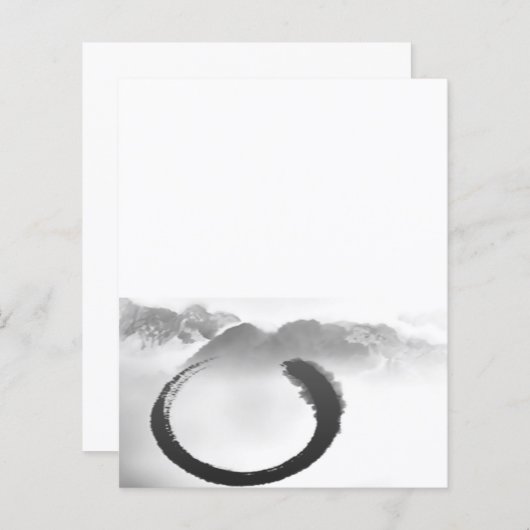 B&W Watercolor Tranquil Mountains Zen Enso (Front/Back)