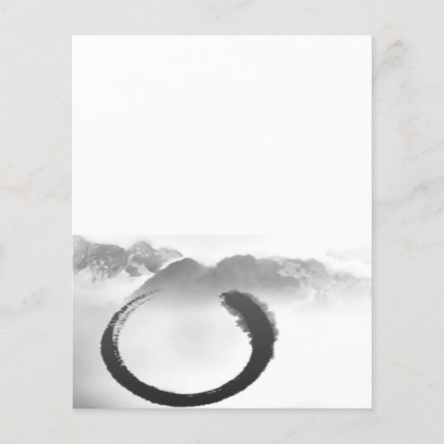 BW Watercolor Tranquil Mountains Zen Enso