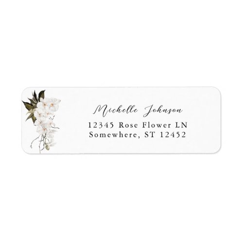 BW White Floral Return Address Label