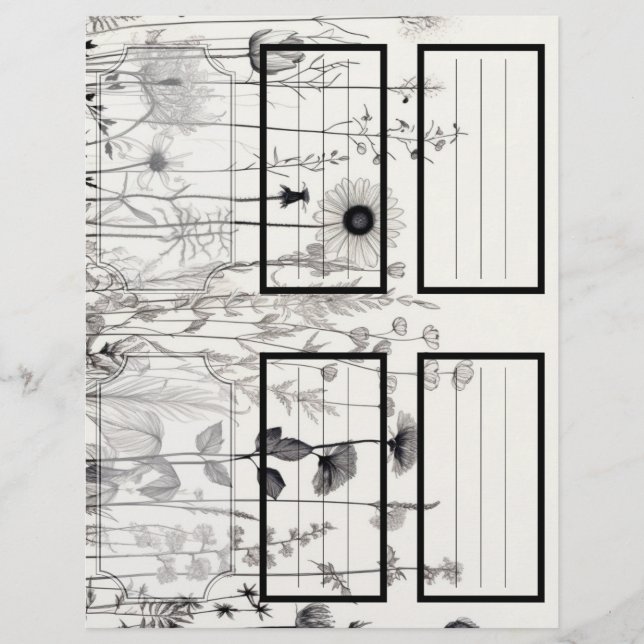 B&W Wildflowers Suzy's Garden 5 Blank Customizable (Front)