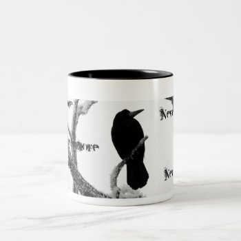 B&w Winter Raven Edgar Allan Poe Nevermore Two-tone Coffee Mug by VoXeeD at Zazzle