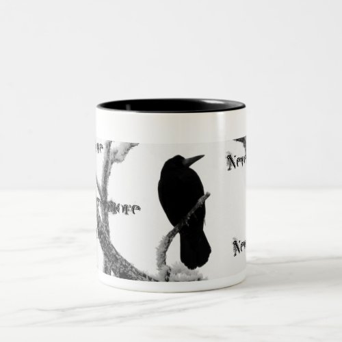 BW Winter Raven Edgar Allan Poe Nevermore Two_Tone Coffee Mug