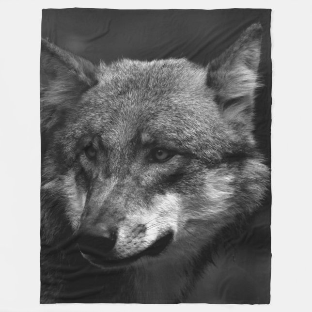 B&W Wolf Fleece Blanket (Front)