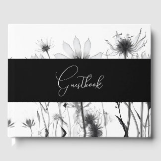 B&W X-Ray Flowers Custom Personalized Wedding Guest Book