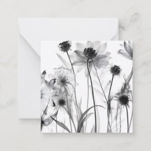 B&W X-Ray Flowers Note Card