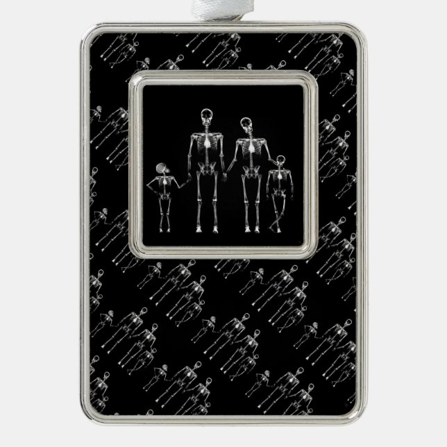 B&W X-Ray Skeleton Family Christmas Ornament (Front)