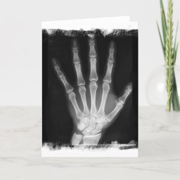 B&w X-ray Skeleton Hand Card by VoXeeD at Zazzle