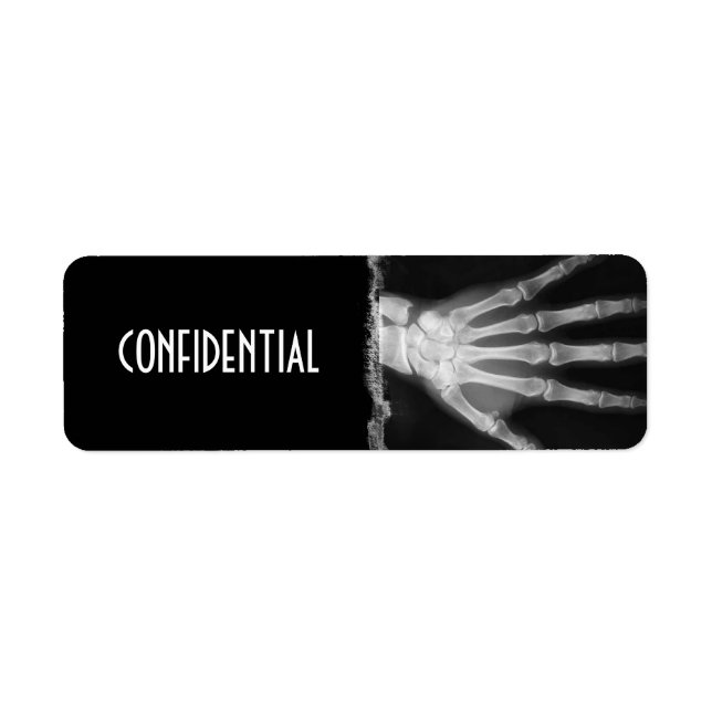 B&W X-ray Skeleton Hand CONFIDENTIAL Labels (Front)