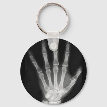 B&w X-ray Skeleton Hand Keychain by VoXeeD at Zazzle