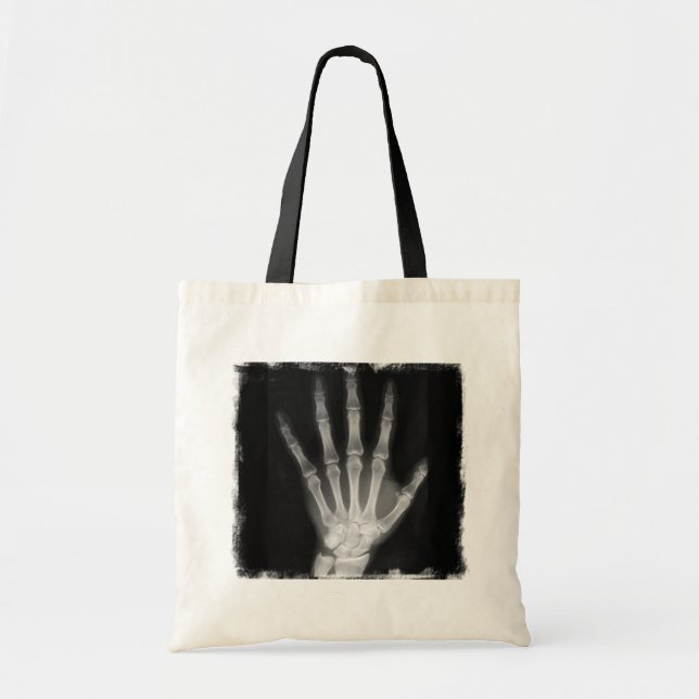 B&W X-ray Skeleton Hand Tote Bag (Front)
