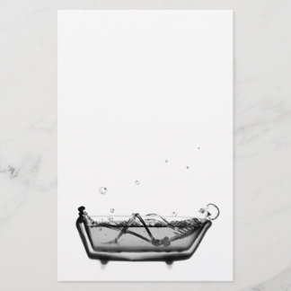 B&W X-Ray Skeleton in Bath Bathing Skull Stationery