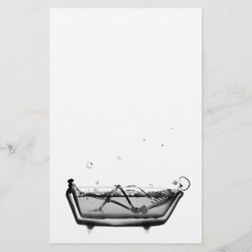 BW X_Ray Skeleton in Bath Bathing Skull Stationery