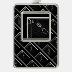 B&W X-Ray Skeleton Soccer Goalie Christmas Ornament