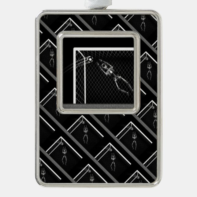 B&W X-Ray Skeleton Soccer Goalie Christmas Ornament (Front)
