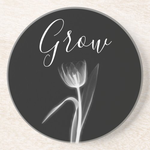 BW X_Ray Style Flower Art Coaster