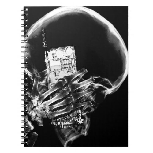BW X_Ray Vision Skeleton on Cell Phone Notebook