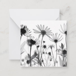 B&W X-Ray Wildflowers Note Card