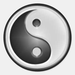B&W Yin&Yang Classic Round Sticker