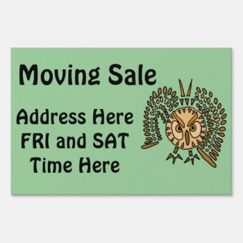 Ba- Awesome Owl Custom Moving Sale Yard Sign by tickleyourfunnybone at Zazzle