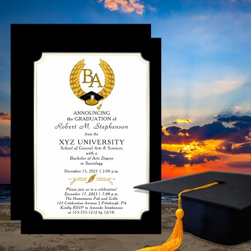 BA _ Bachelor of Arts Degree College Graduation Invitation