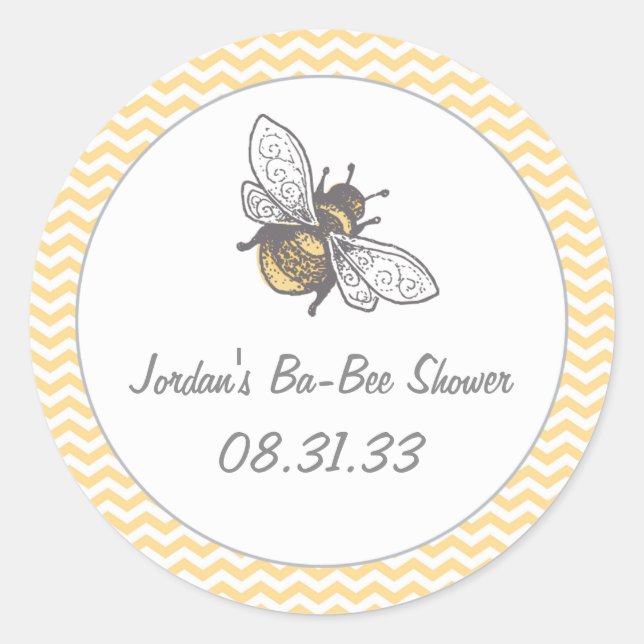 Ba-Bee Honey Bee Shower Classic Round Sticker (Front)