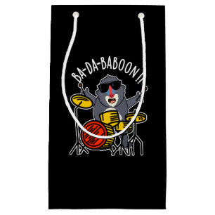 Ba-da-ba-boon Funny Baboon Pun Dark BG Small Gift Bag
