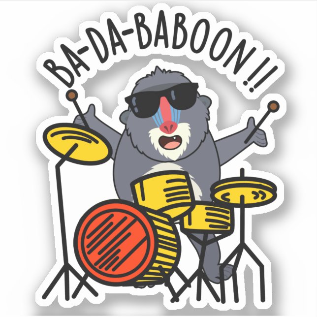 Ba-da-ba-boon Funny Baboon Pun  Sticker (Front)