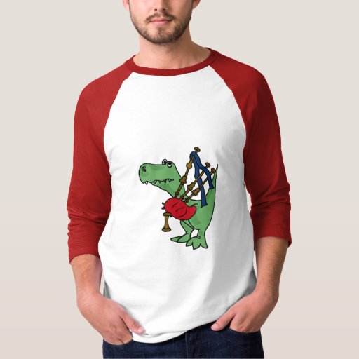 BA- Funny T-rex Dinosaur Playing Bagpipes Shirt | Zazzle