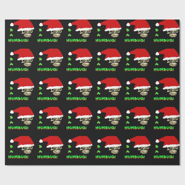 BA-HUMBUG, Anti-Christmas Skull Wrapping Paper (Flat)