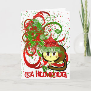 Ba Humbug Cat  Paint Splat Holiday Card