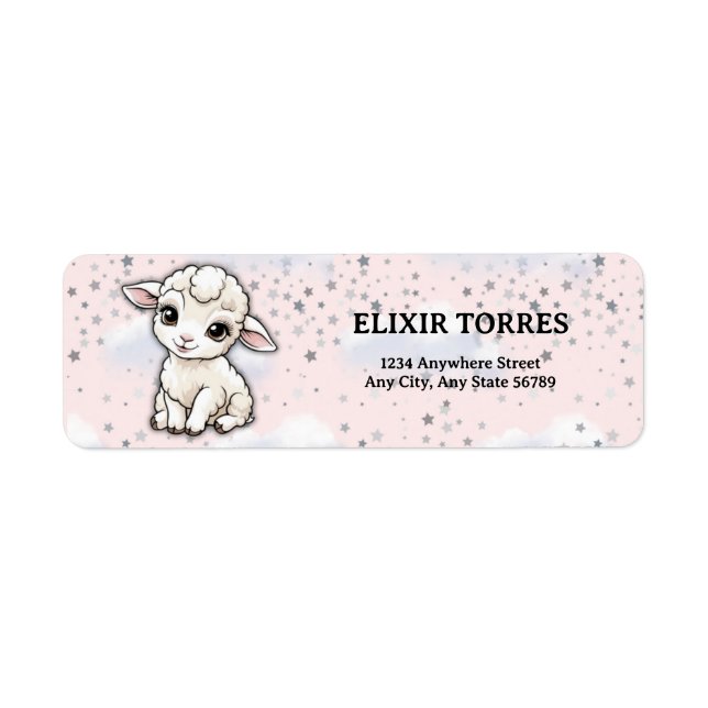Baa-baa A Little Lamb Stars Baby Shower Label (Front)