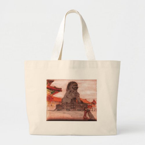 Baa Baa and Mei Mei and Fu Dog Large Tote Bag