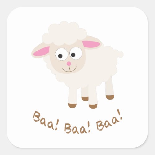 Baa Baa Baa Cute Lamb Square Sticker