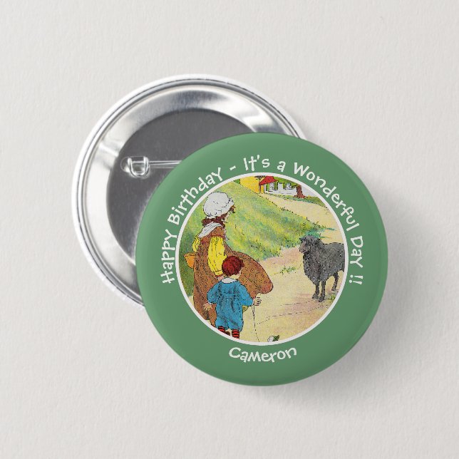 Baa, Baa, Black Sheep Birthday Party Collection Button (Front & Back)