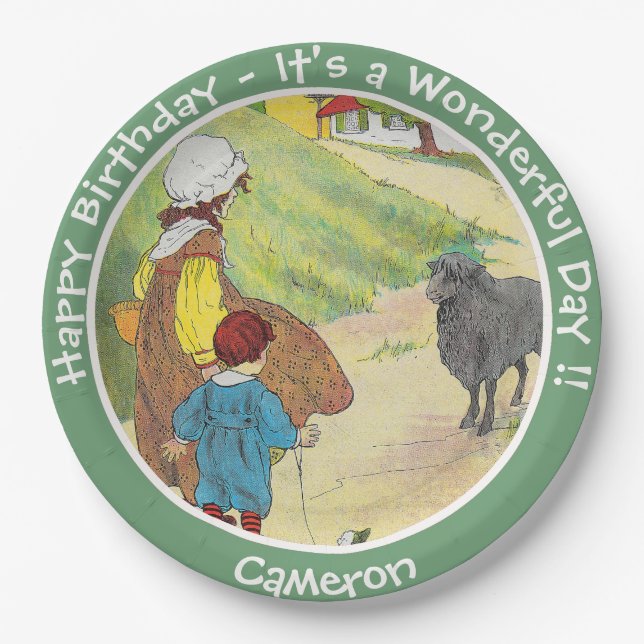 Baa, Baa, Black Sheep Birthday Party Collection Paper Plates (Front)