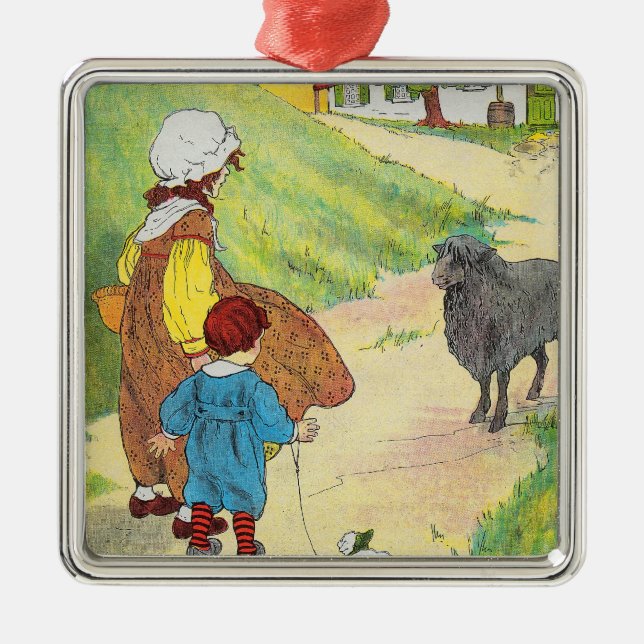 Baa, baa, black sheep, Have you any wool? Metal Ornament (Front)