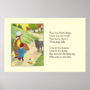 Baa, baa, black sheep, Have you any wool? Poster