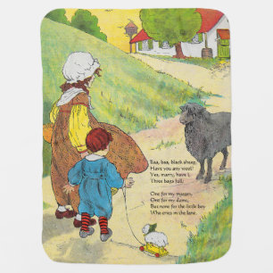Baa, Baa, Black Sheep, Mother Goose Nursery Rhyme Baby Blanket