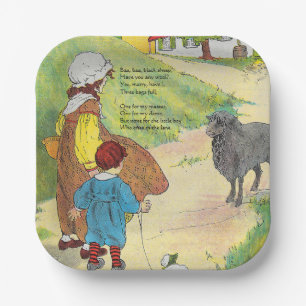 Baa, Baa, Black Sheep, Mother Goose Nursery Rhyme Paper Plates