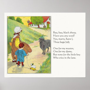 Baa, Baa, Black Sheep, Mother Goose Nursery Rhyme Poster