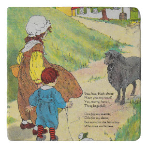 Baa, Baa, Black Sheep, Mother Goose Nursery Rhyme Trivet