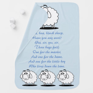 Baa Baa Black Sheep nursery rhyme baby blue Stroller Blanket