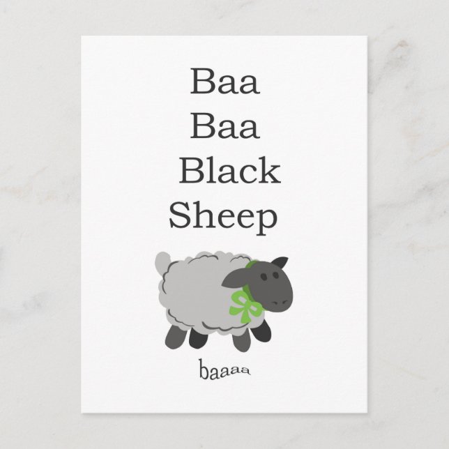 Baa Baa Black Sheep Postcard (Front)