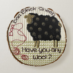 "Baa Baa Black Sheep" Round Pillow