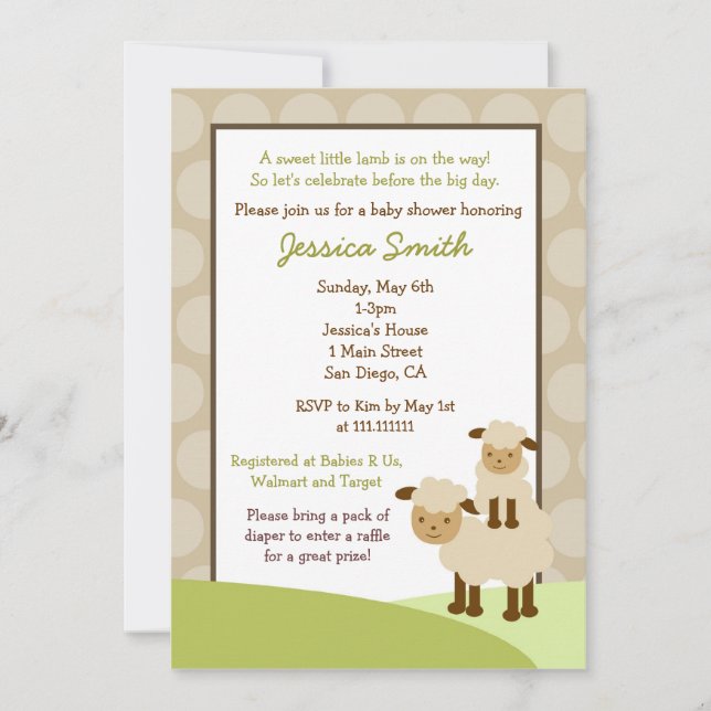 Baa Baa Sheep Baby Shower Invite Neutral (Front)