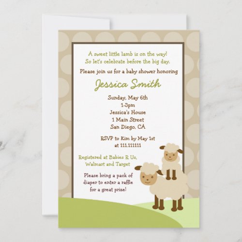Baa Baa Sheep Baby Shower Invite Neutral