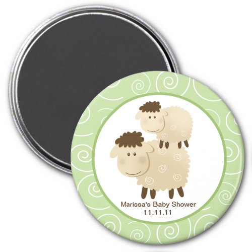 Baa Baa Sheep Green 3_inch Round Favor Magnet