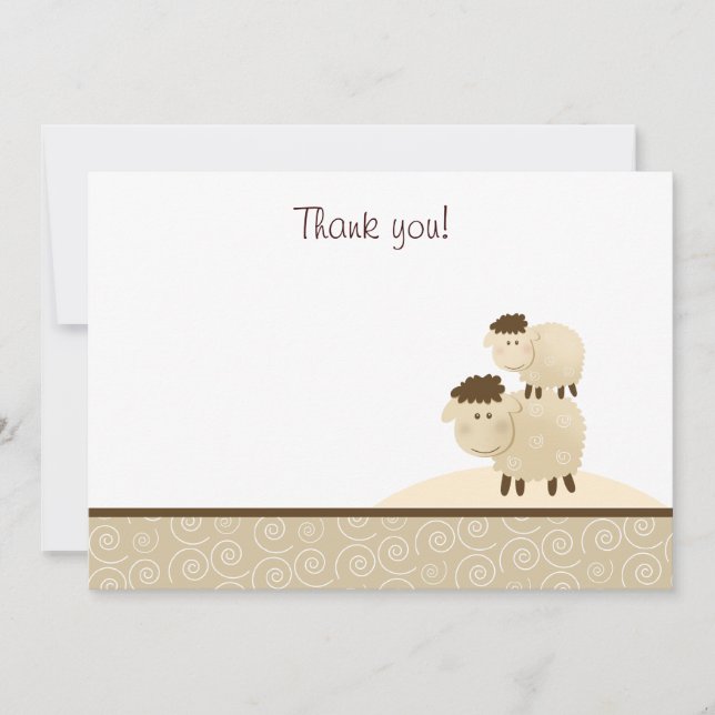 Baa Baa Sheep (Neutral) Flat Thank You notes (Front)